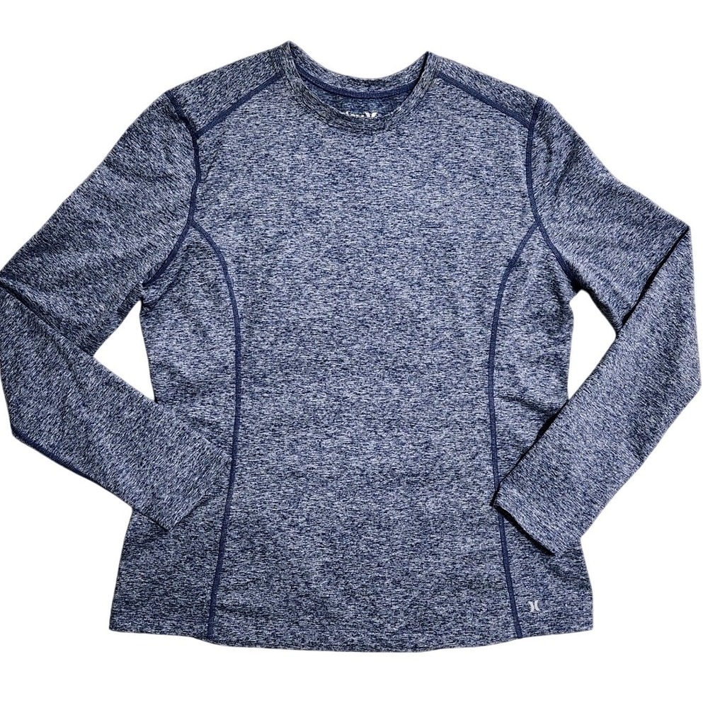 Hurley Long Sleeve Active Top Womens Large Blue Space Dye Performance Spandex